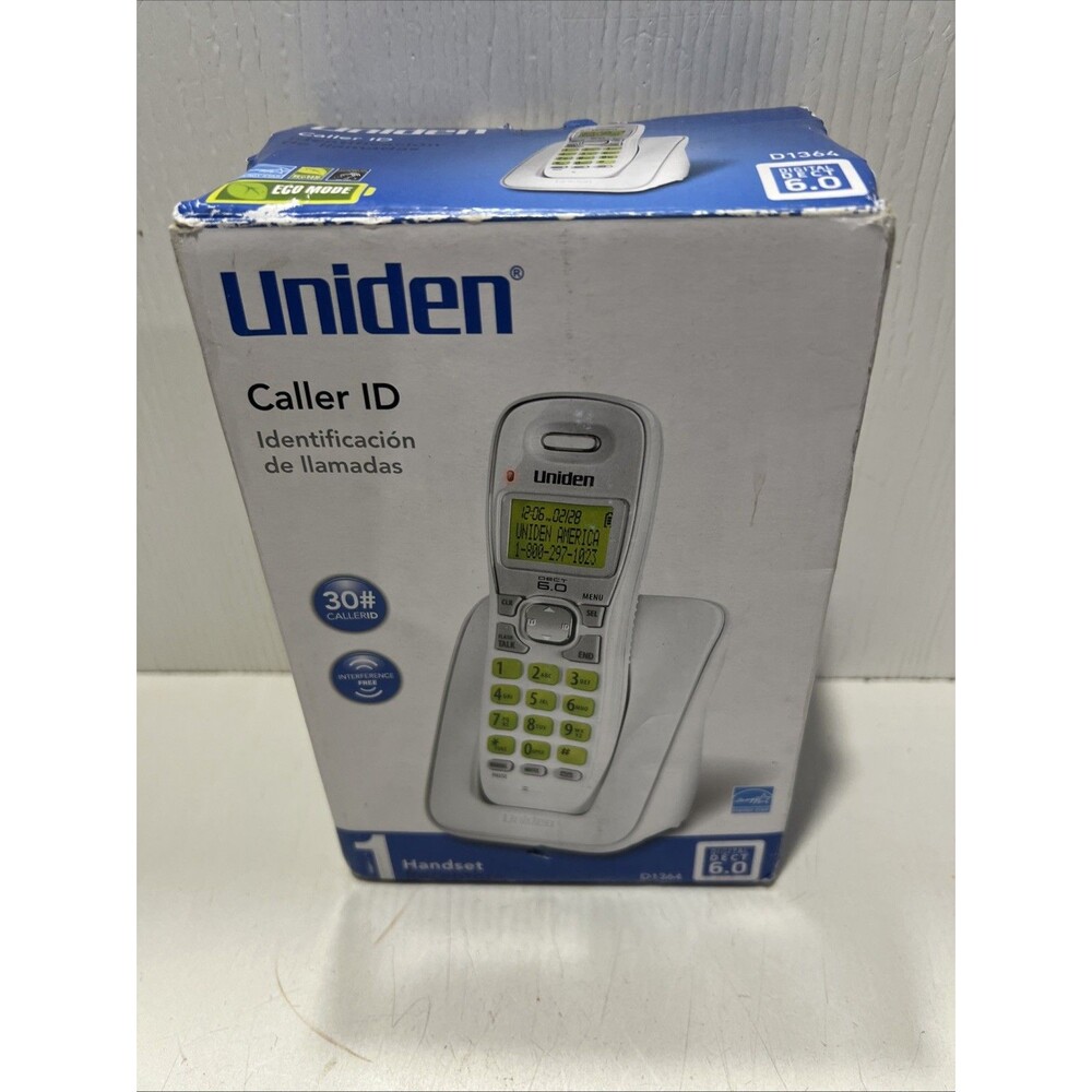 Uniden Caller ID Cordless Phone w/ Digital Dect 6.0 Handset D1364 White